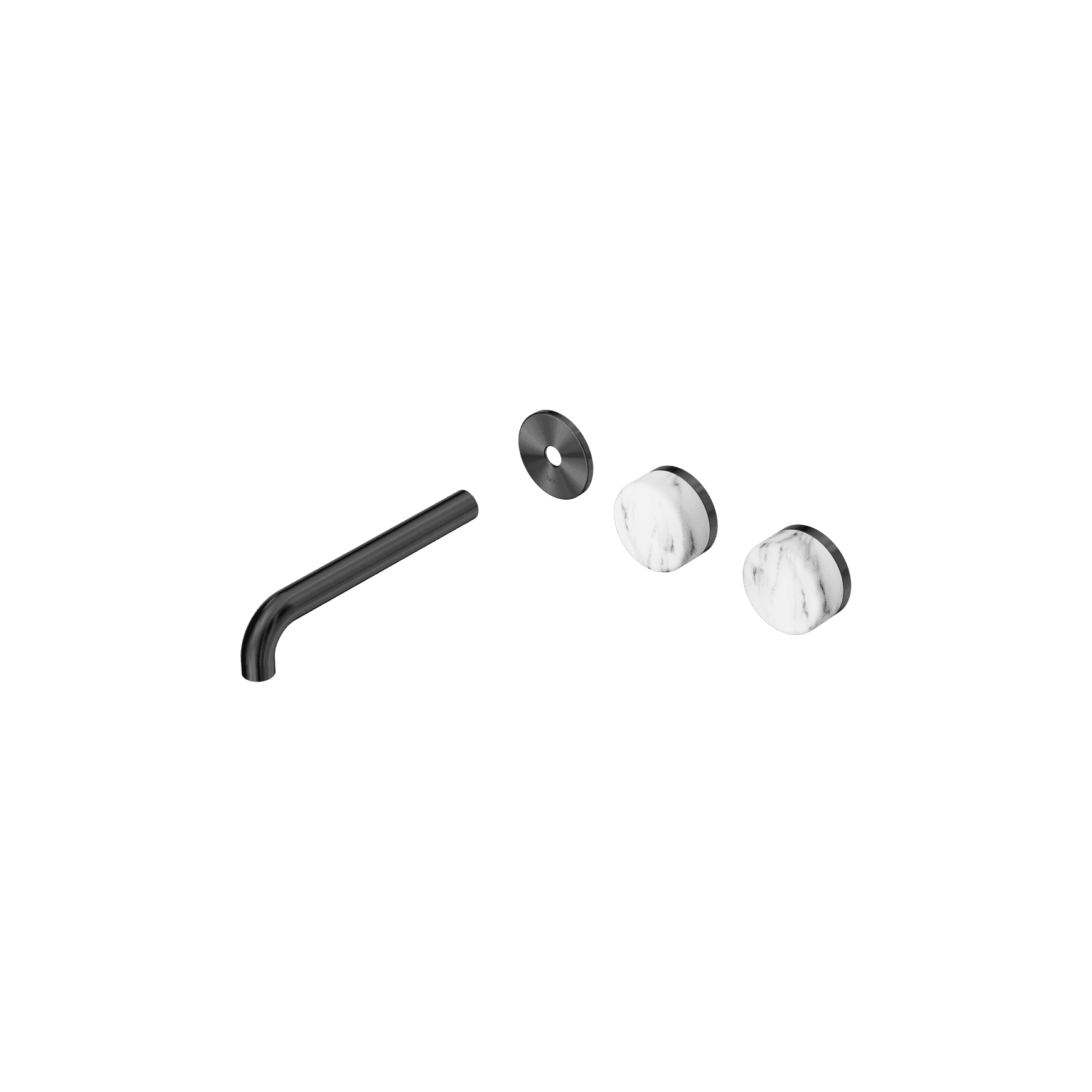 Serenity Wall Basin 185mm Offspout + Arabescato Corchia Handle Gun Metal