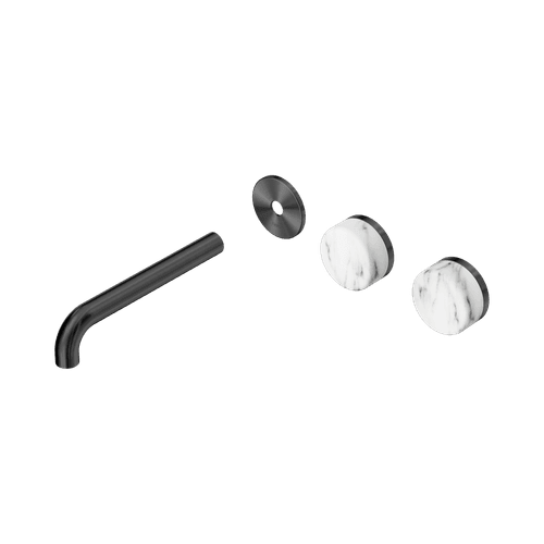 Serenity Wall Basin 185mm Offspout + Arabescato Corchia Handle Gun Metal