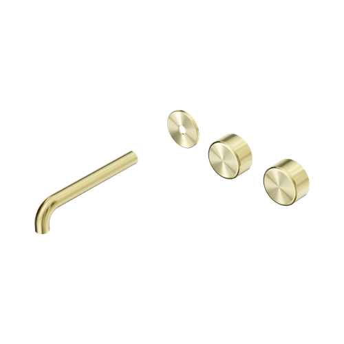 Serenity Wall Basin 185mm Offspout + Metal Handle Brushed Gold