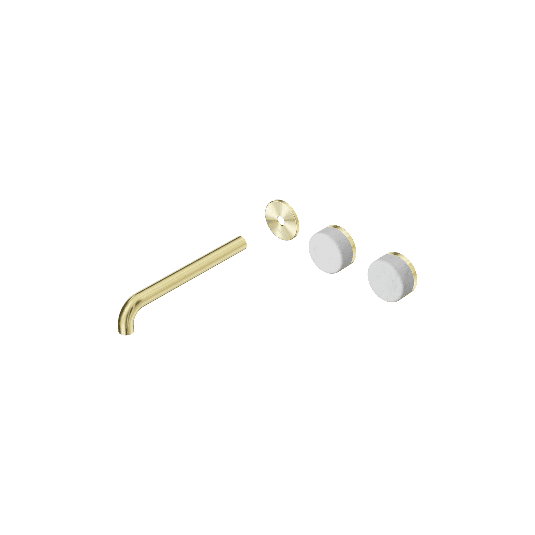 Serenity Wall Basin 220mm Offspout + Carrara Handle Brushed Gold
