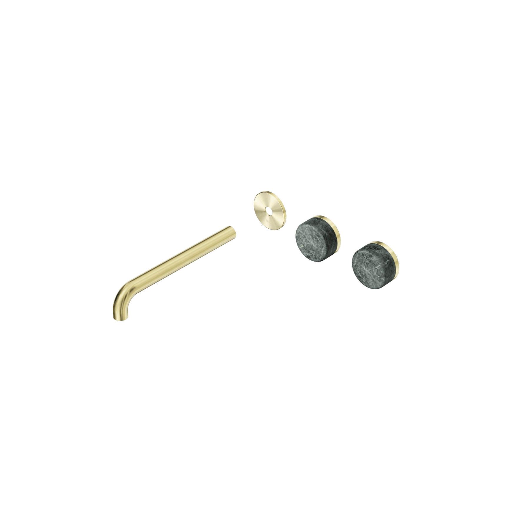 Serenity Wall Basin 220mm Offspout + Verde Alpi Handle Brushed Gold