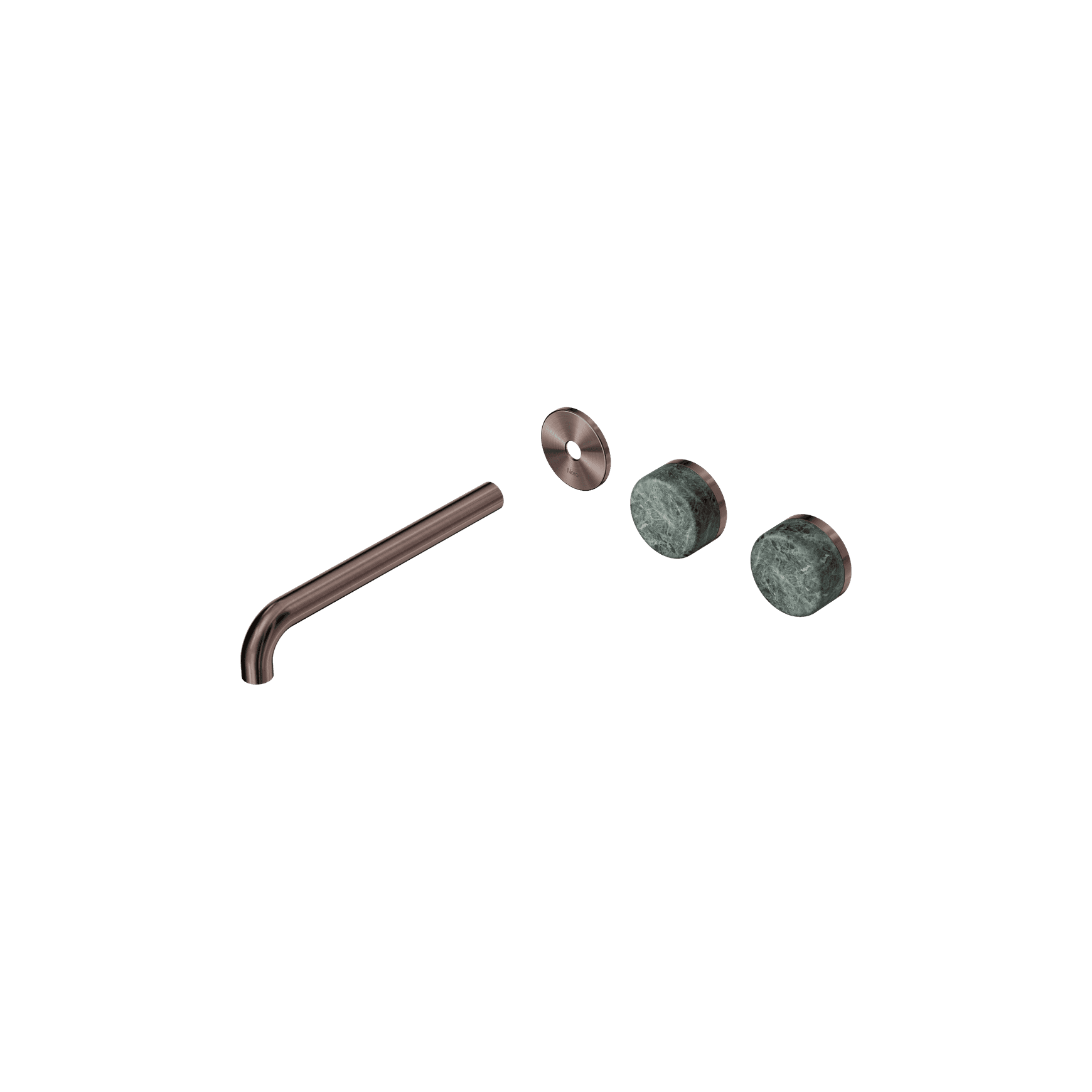 Serenity Wall Basin 220mm Offspout + Verde Alpi Handle Brushed Bronze