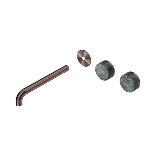 Serenity Wall Basin 220mm Offspout + Verde Alpi Handle Brushed Bronze