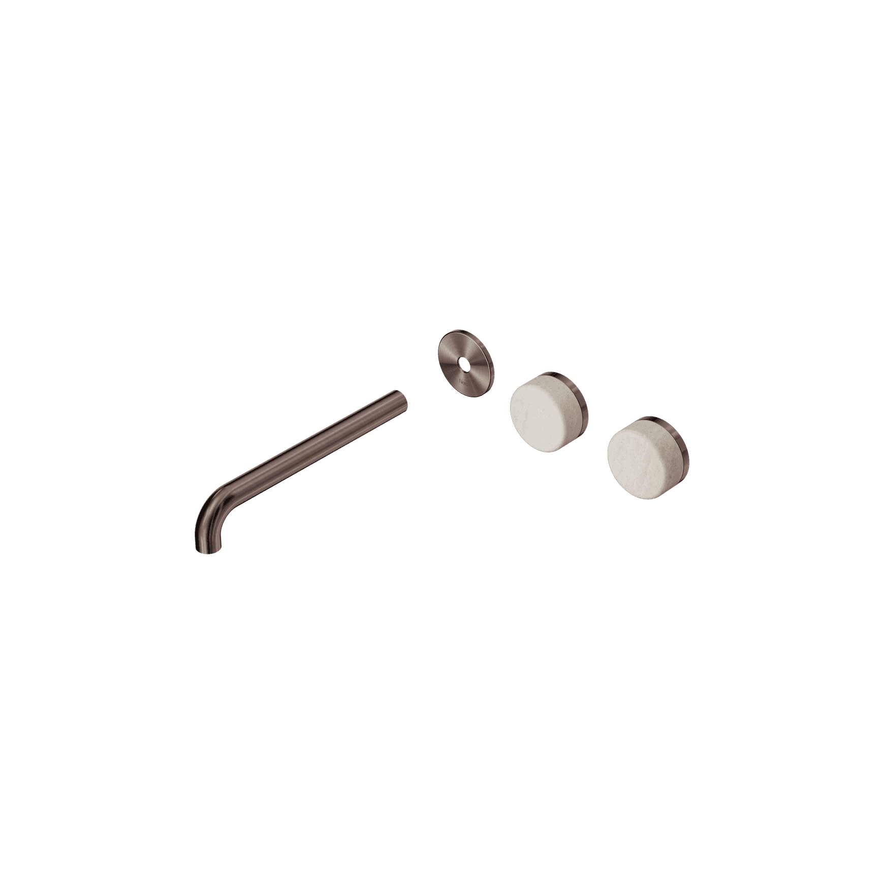 Serenity Wall Basin 220mm Offspout + Rome Travertine Handle Brushed Bronze