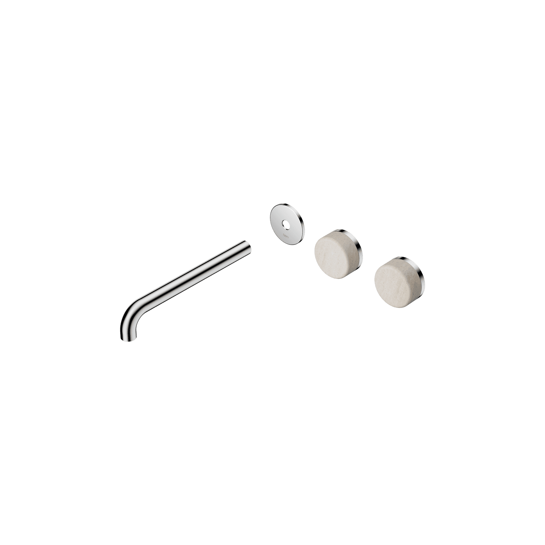 Serenity Wall Basin 220mm Offspout + Rome Travertine Handle Chrome