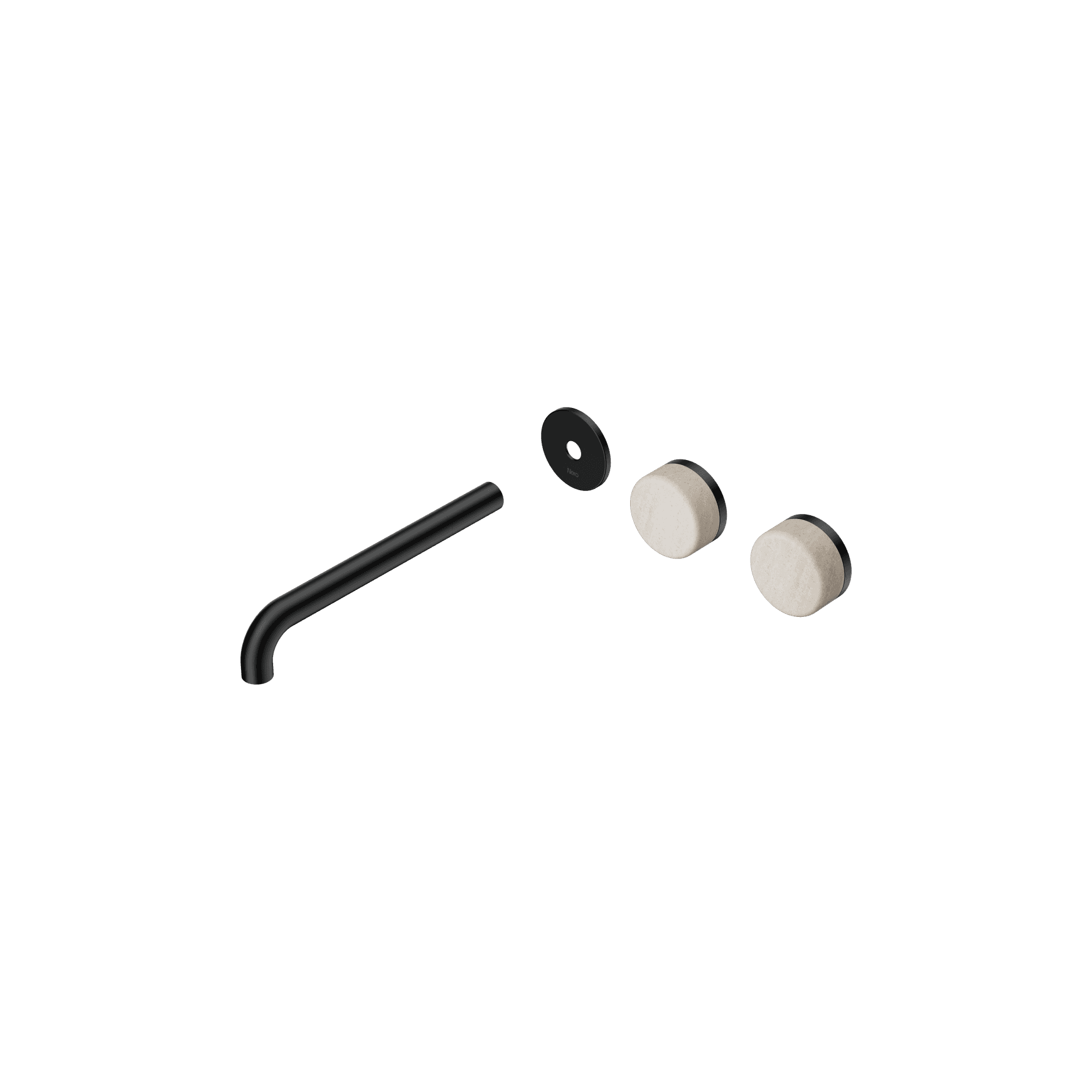 Serenity Wall Basin 220mm Offspout + Rome Travertine Handle Matte Black