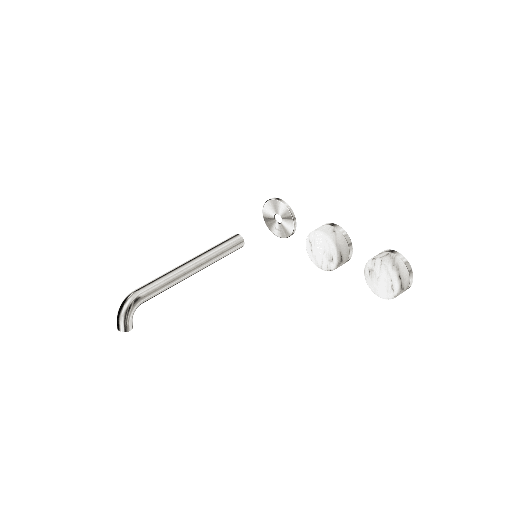 Serenity Wall Basin 220mm Offspout + Arabescato Corchia Handle Brushed Nickel