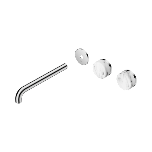 Serenity Wall Basin 220mm Offspout + Arabescato Corchia Handle Chrome