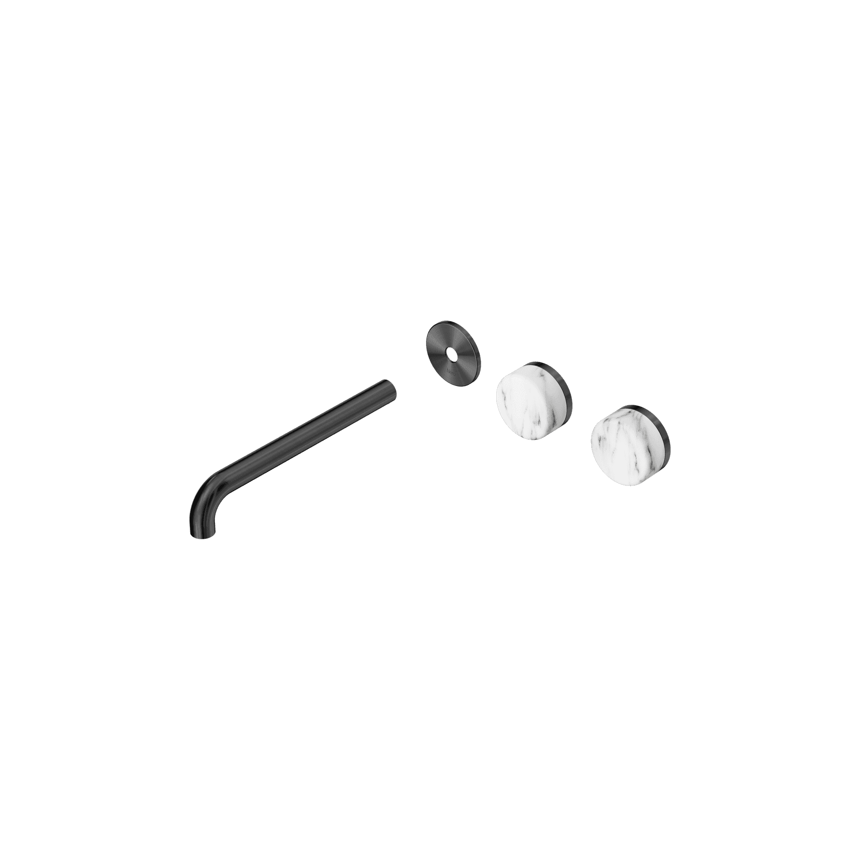 Serenity Wall Basin 220mm Offspout + Arabescato Corchia Handle Gun Metal