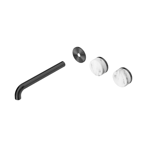 Serenity Wall Basin 220mm Offspout + Arabescato Corchia Handle Gun Metal