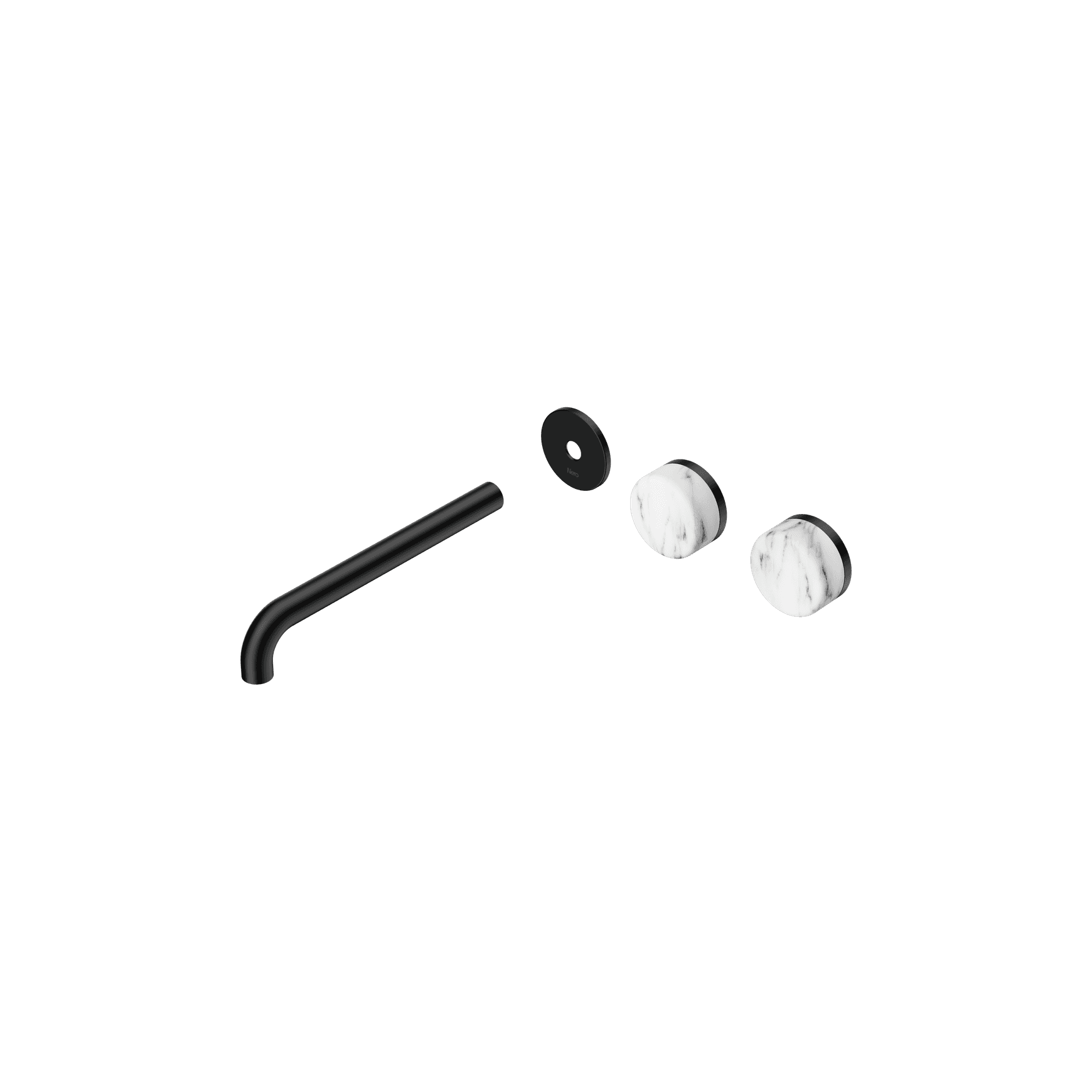 Serenity Wall Basin 220mm Offspout + Arabescato Corchia Handle Matte Black