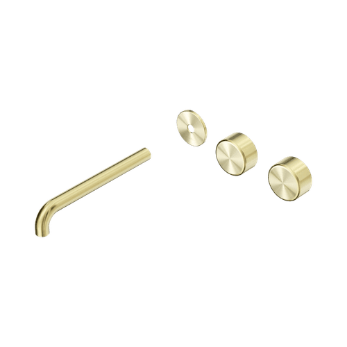 Serenity Wall Basin 220mm Offspout + Metal Handle Brushed Gold