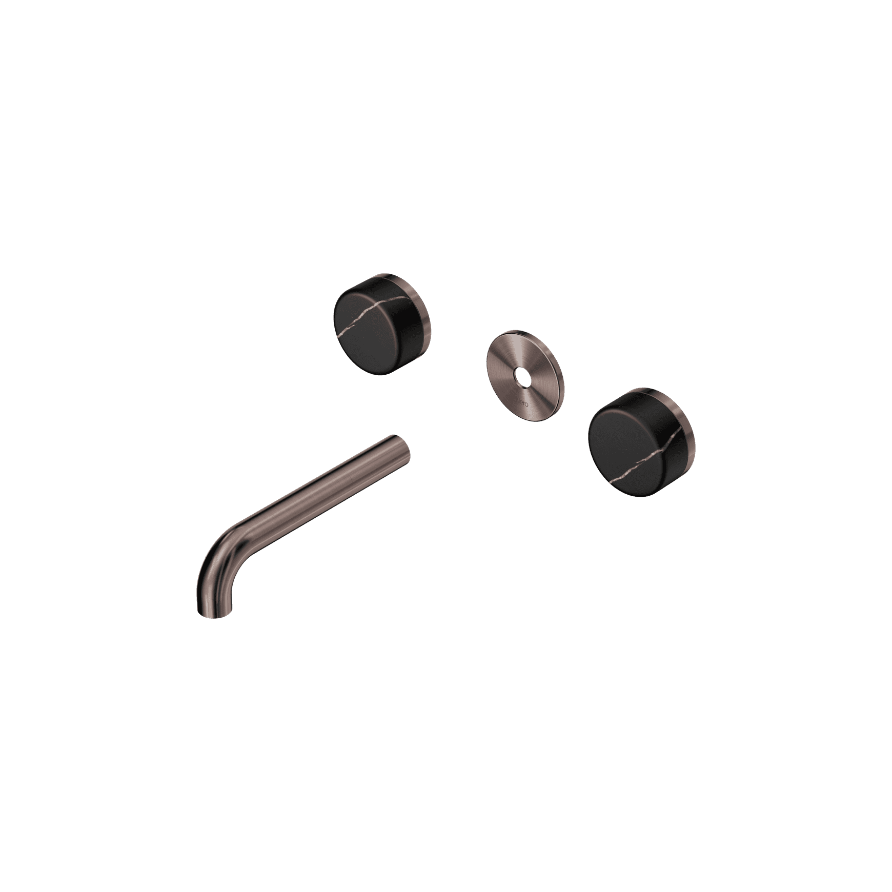 Serenity Wall Basin 160mm Spout + Marquina Black Handle Brushed Bronze