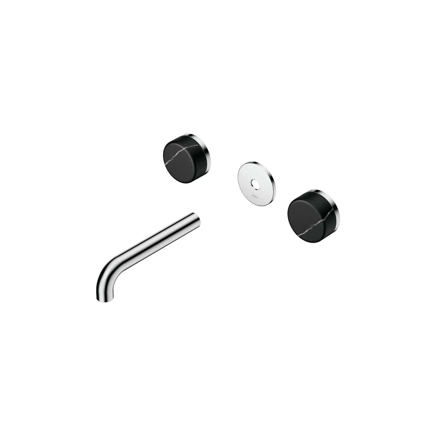 Serenity Wall Basin 160mm Spout + Marquina Black Handle Chrome