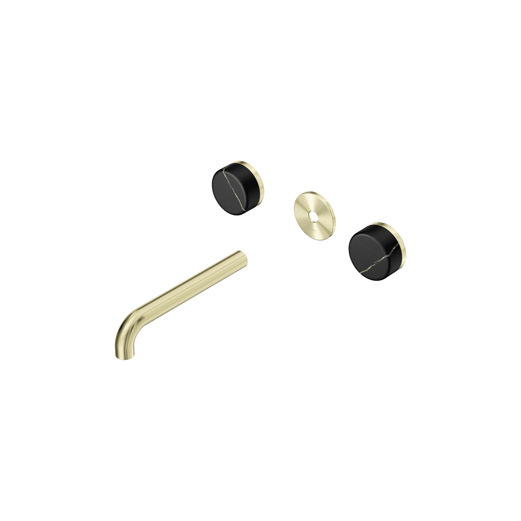 Serenity Wall Basin 185mm Spout + Marquina Black Handle Brushed Gold