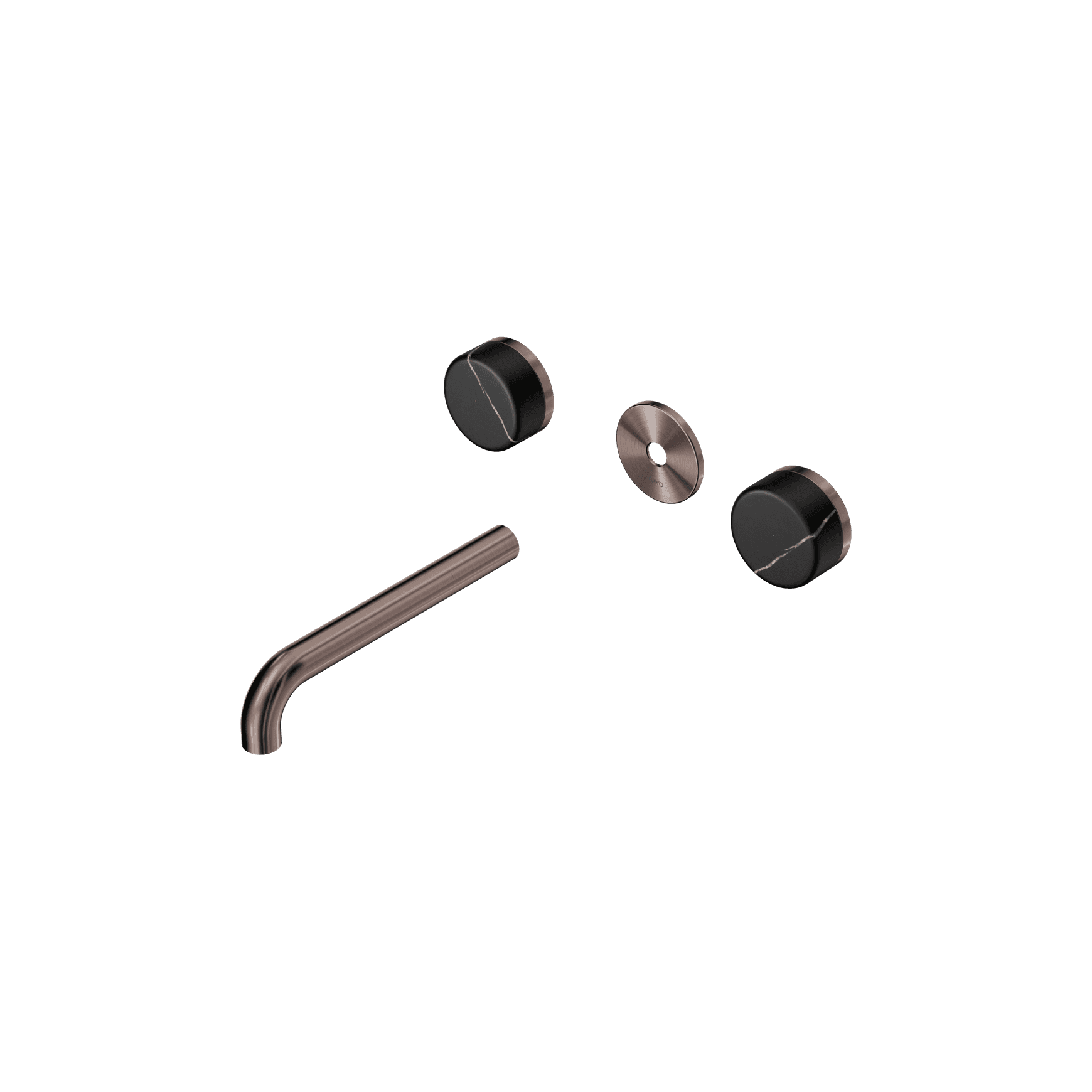 Serenity Wall Basin 185mm Spout + Marquina Black Handle Brushed Bronze