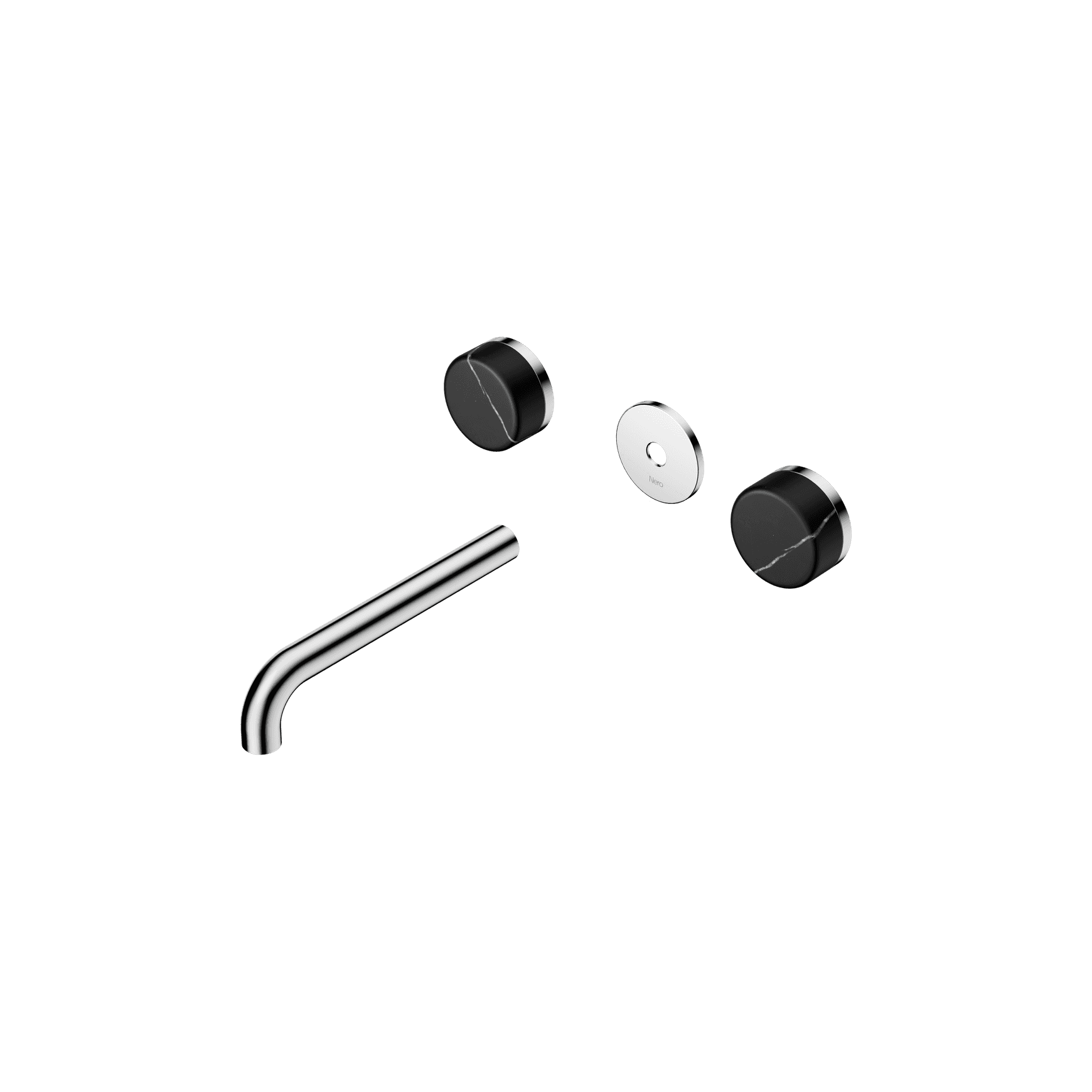 Serenity Wall Basin 185mm Spout + Marquina Black Handle Chrome