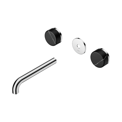 Serenity Wall Basin 185mm Spout + Marquina Black Handle Chrome