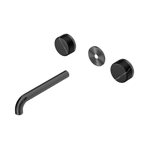 Serenity Wall Basin 185mm Spout + Marquina Black Handle Gun Metal