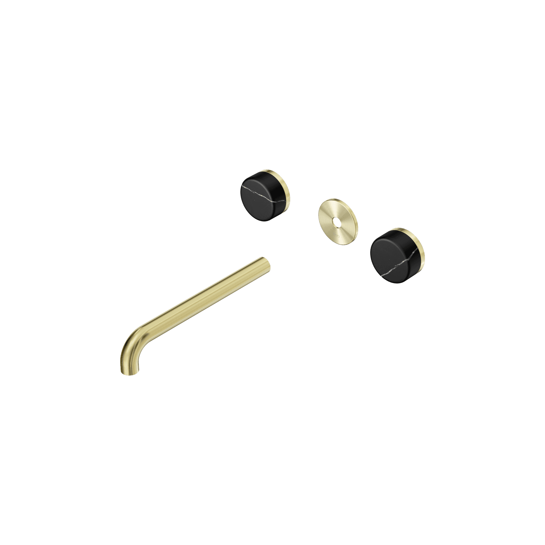 Serenity Wall Basin 220mm Spout + Marquina Black Handle Brushed Gold
