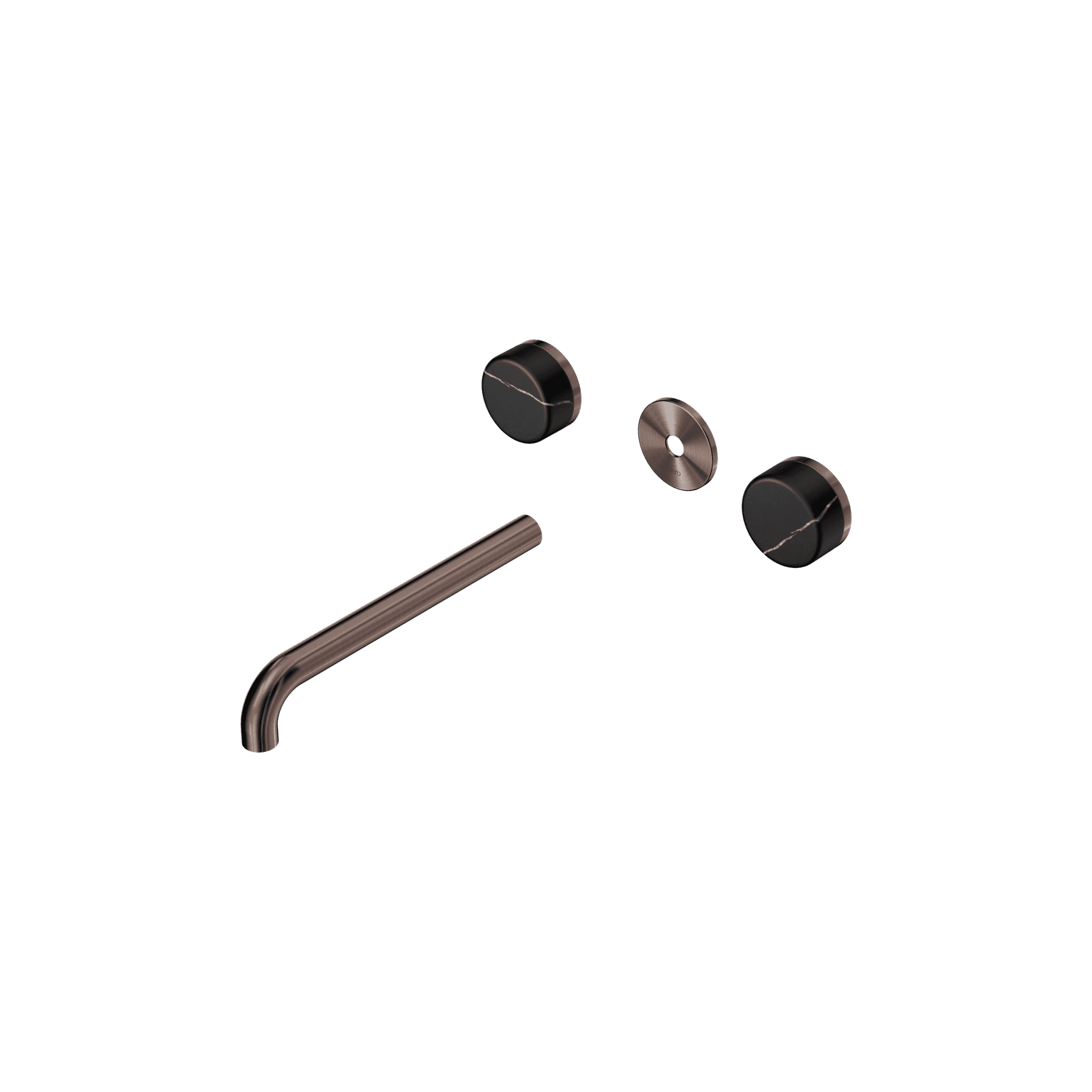 Serenity Wall Basin 220mm Spout + Marquina Black Handle Brushed Bronze