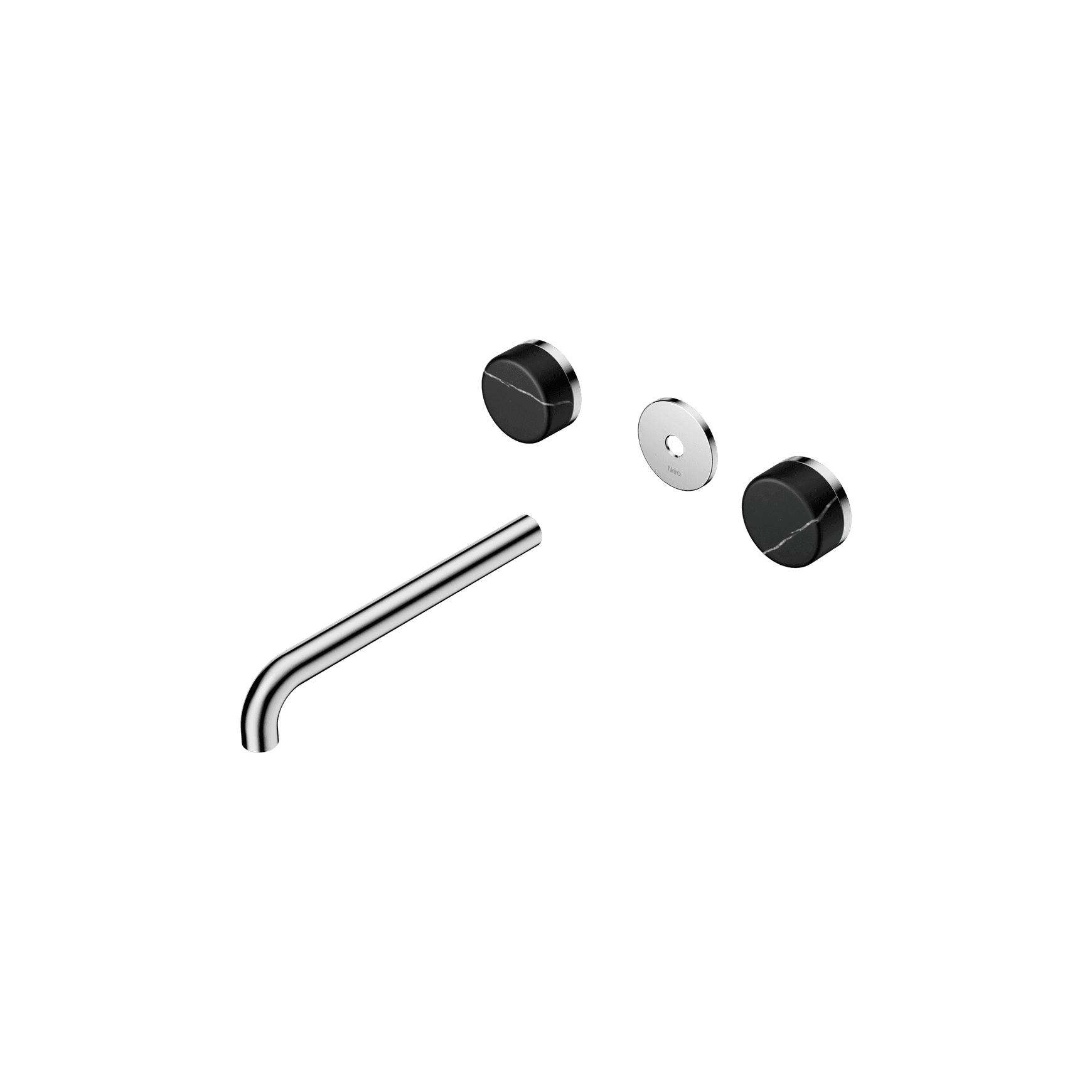 Serenity Wall Basin 220mm Spout + Marquina Black Handle Chrome