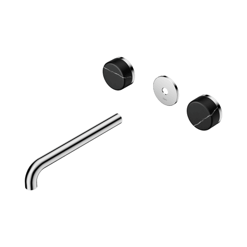 Serenity Wall Basin 220mm Spout + Marquina Black Handle Chrome