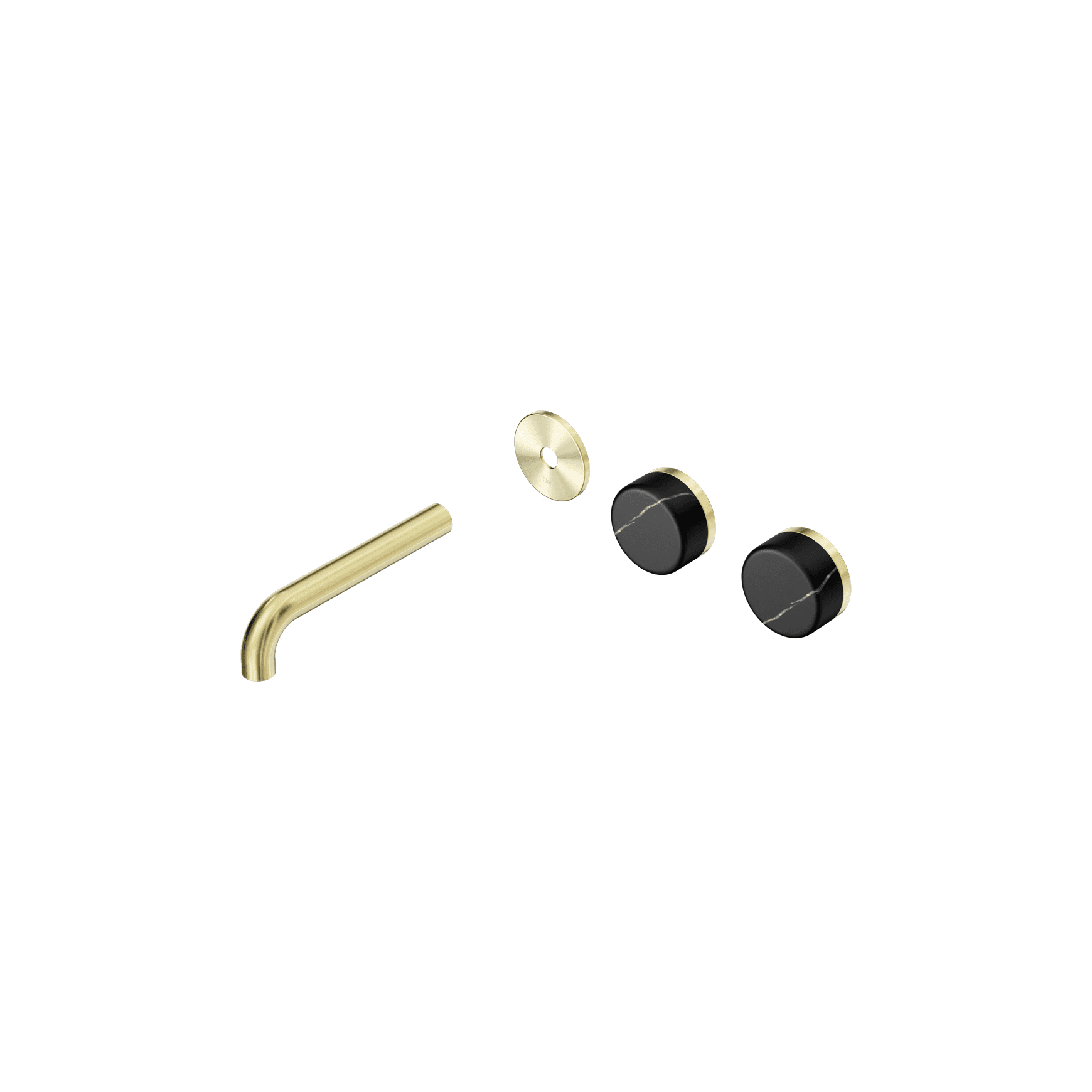 Serenity Wall Basin 160mm Offspout + Marquina Black Handle Brushed Gold