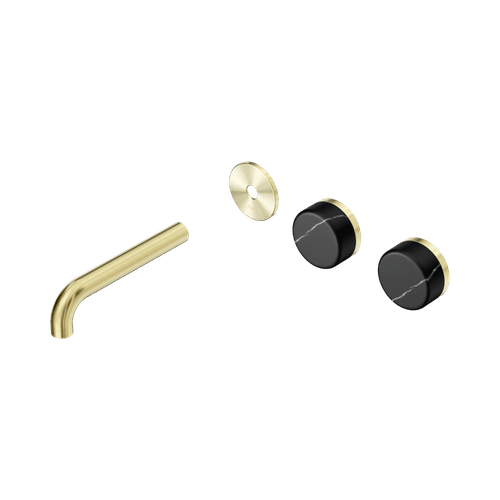 Serenity Wall Basin 160mm Offspout + Marquina Black Handle Brushed Gold