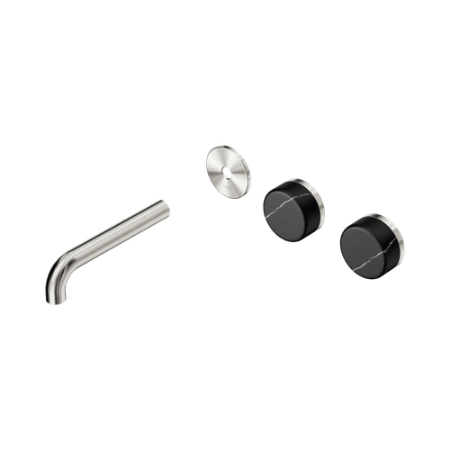 Serenity Wall Basin 160mm Offspout + Marquina Black Handle Brushed Nickel