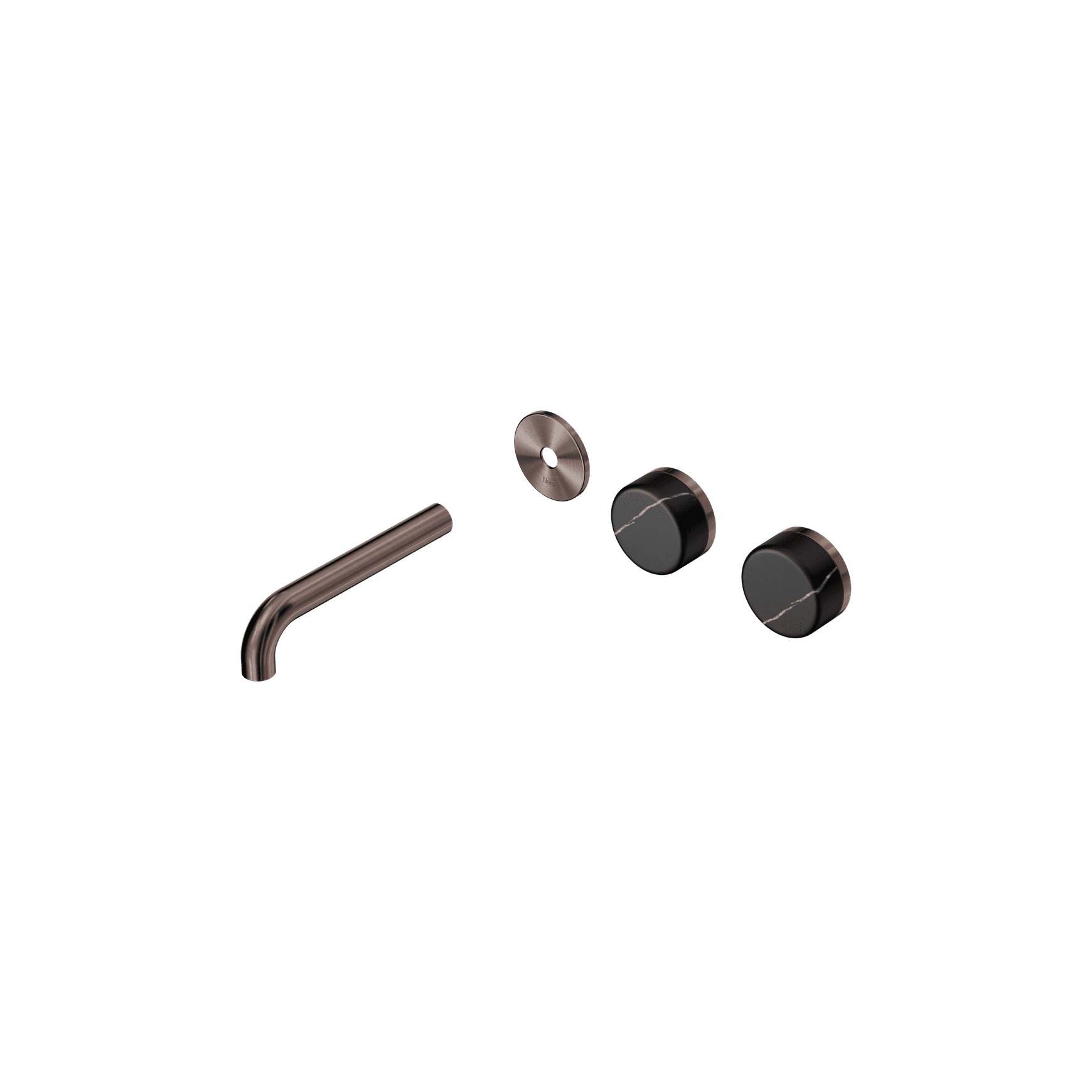 Serenity Wall Basin 160mm Offspout + Marquina Black Handle Brushed Bronze