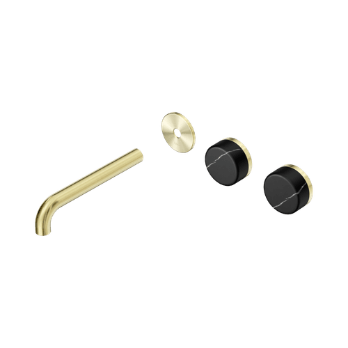 Serenity Wall Basin 185mm Offspout + Marquina Black Handle Brushed Gold