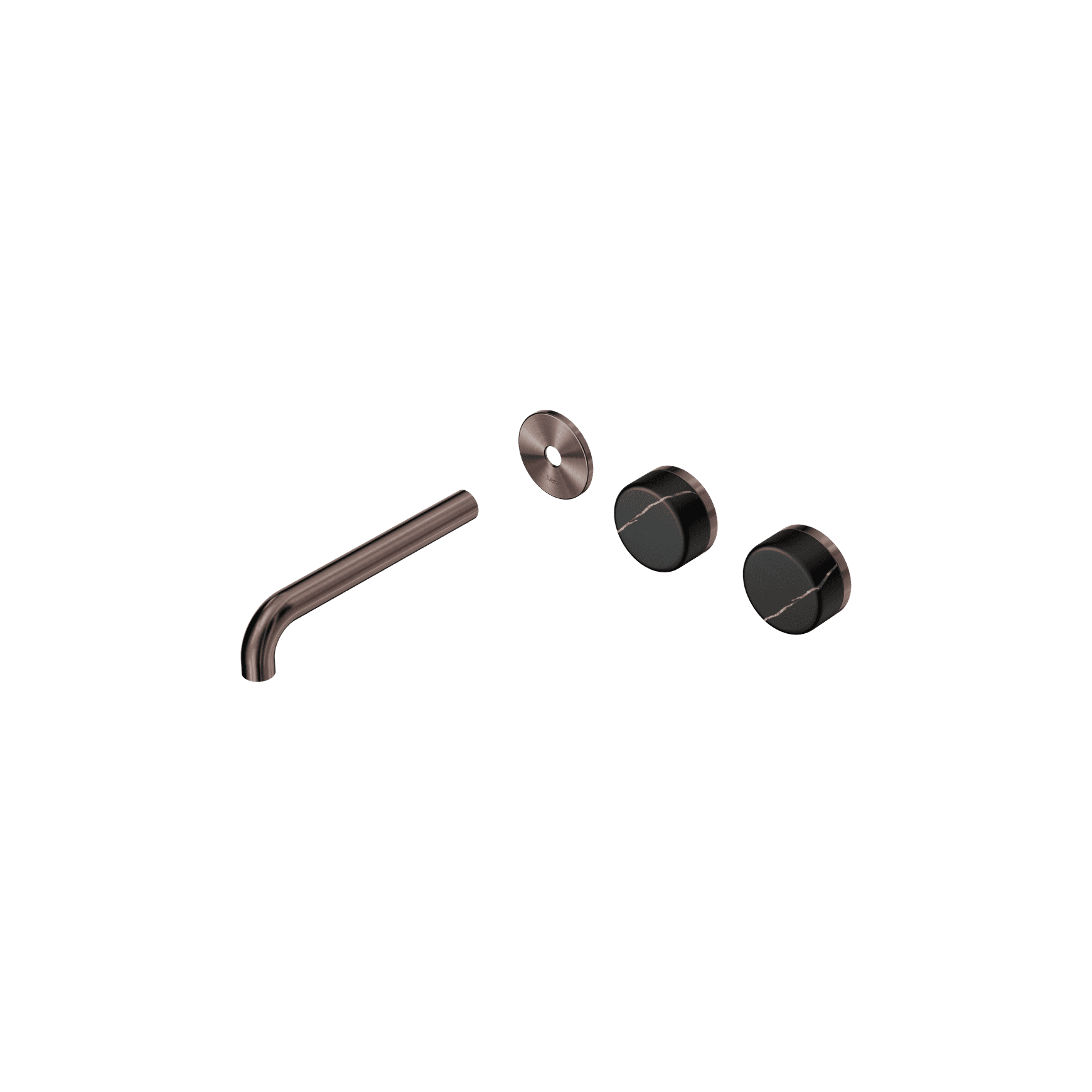 Serenity Wall Basin 185mm Offspout + Marquina Black Handle Brushed Bronze