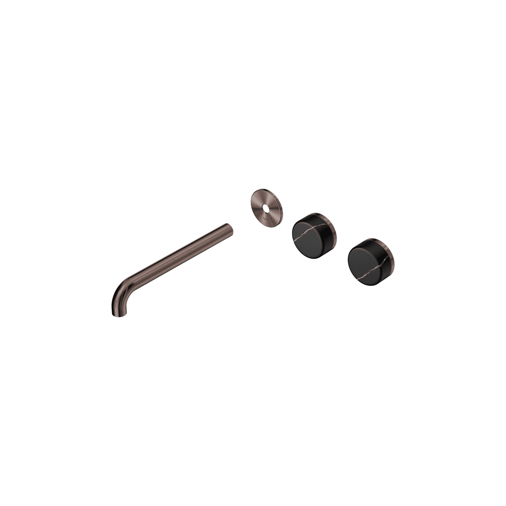 Serenity Wall Basin 220mm Offspout + Marquina Black Handle Brushed Bronze