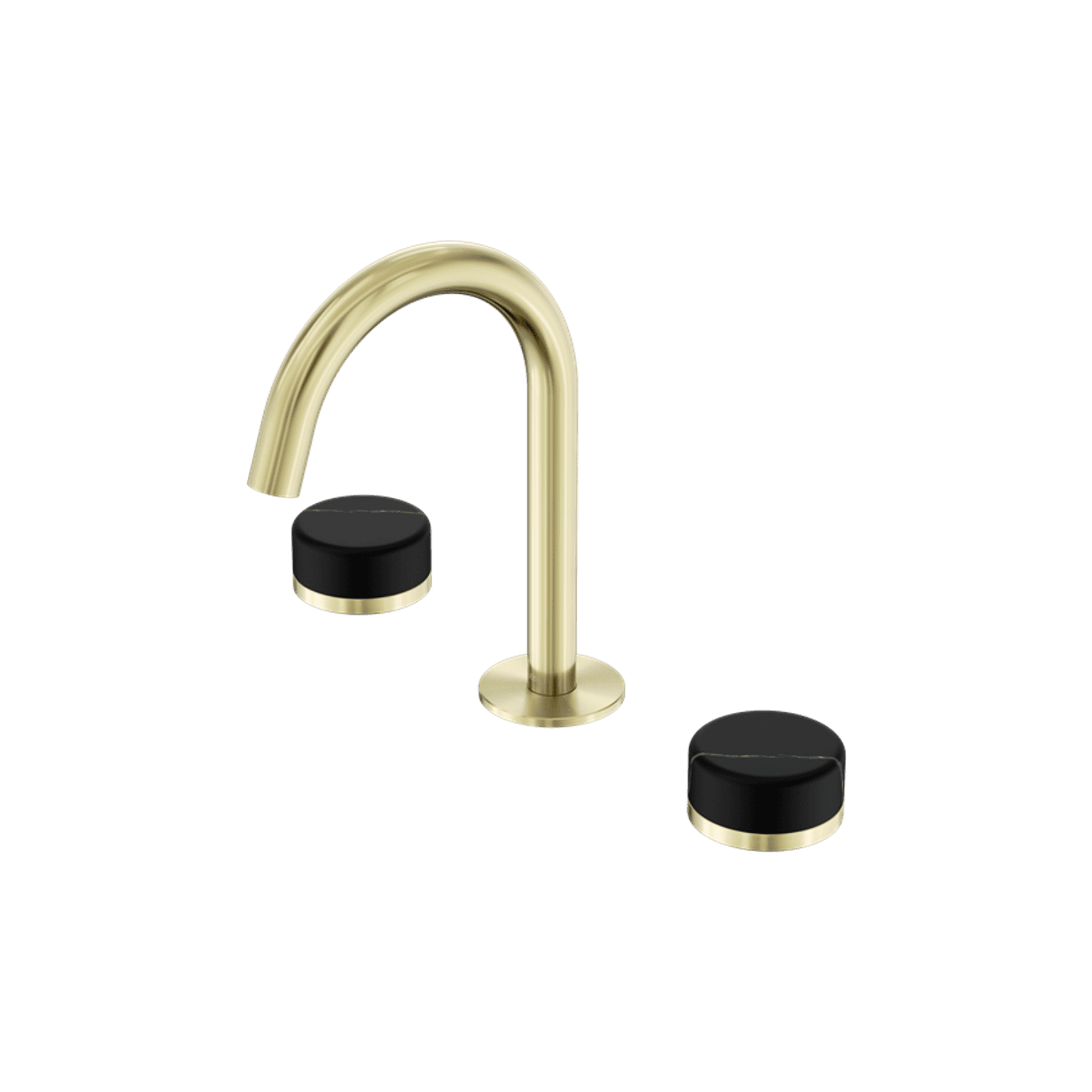 Serenity Basin Set Arc Spout With Marquina Black Handle Brushed Gold