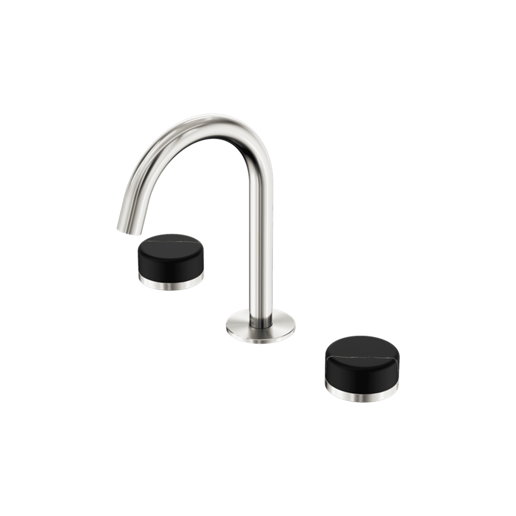 Serenity Basin Set Arc Spout With Marquina Black Handle Brushed Nickel