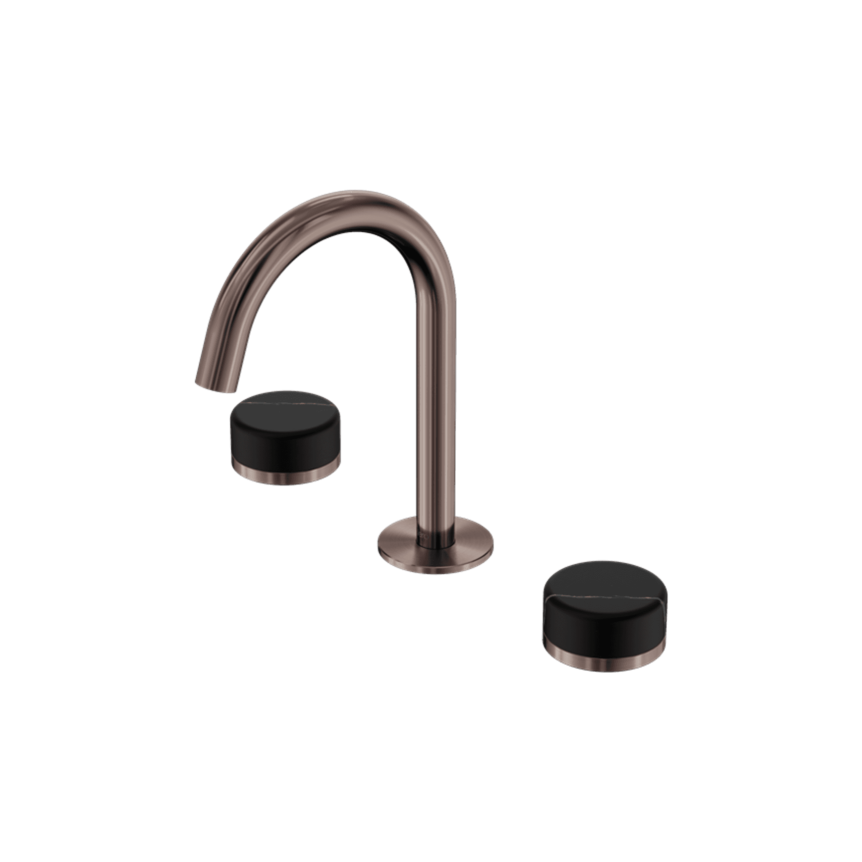 Serenity Basin Set Arc Spout With Marquina Black Handle Brushed Bronze