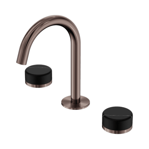Serenity Basin Set Arc Spout With Marquina Black Handle Brushed Bronze