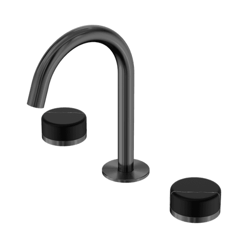 Serenity Basin Set Arc Spout With Marquina Black Handle Gun Metal