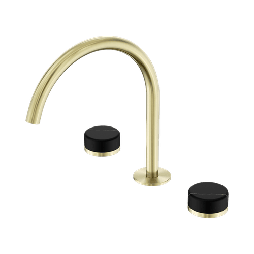 Serenity Bath/Kitchen Set Arc Spout With Marquina Black Handle Brushed Gold