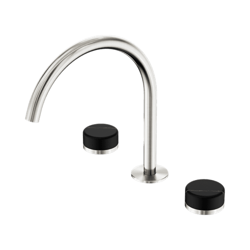 Serenity Bath/Kitchen Set Arc Spout With Marquina Black Handle Brushed Nickel