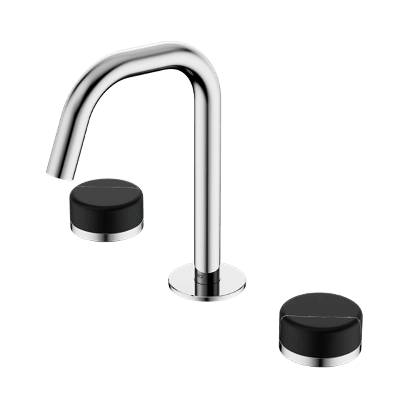 Serenity Basin Set Edge Spout With Marquina Black Handle Chrome