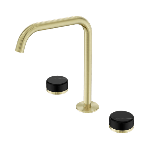 Serenity Bath/Kitchen Set Edge Spout With Marquina Black Handle Brushed Gold