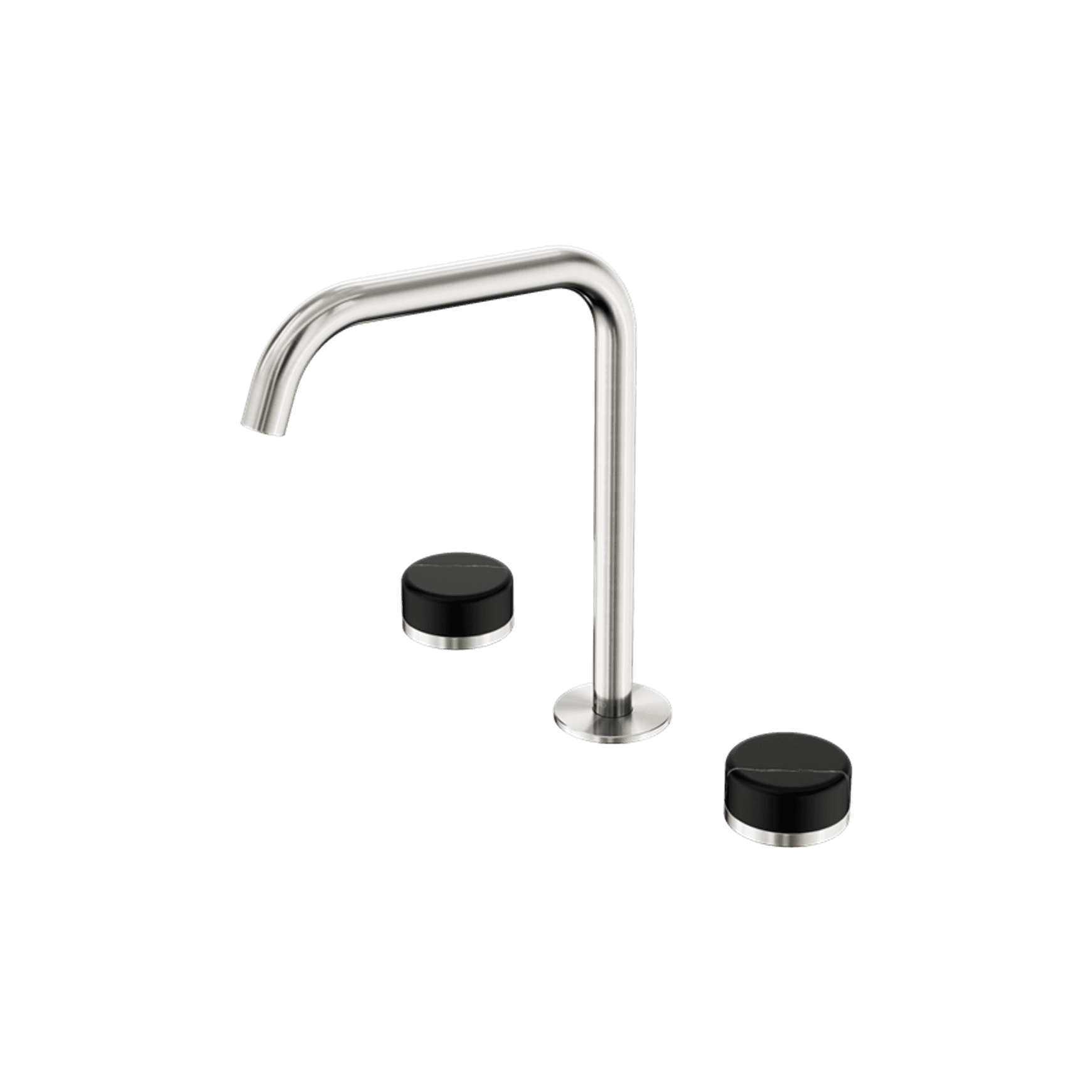 Serenity Bath/Kitchen Set Edge Spout With Marquina Black Handle Brushed Nickel