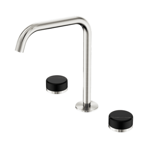 Serenity Bath/Kitchen Set Edge Spout With Marquina Black Handle Brushed Nickel