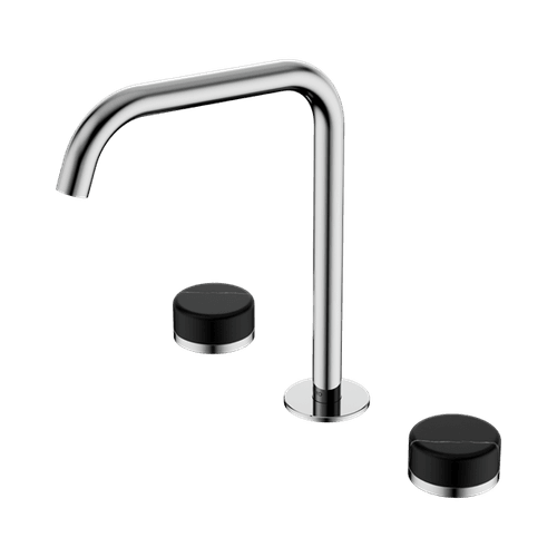 Serenity Bath/Kitchen Set Edge Spout With Marquina Black Handle Chrome