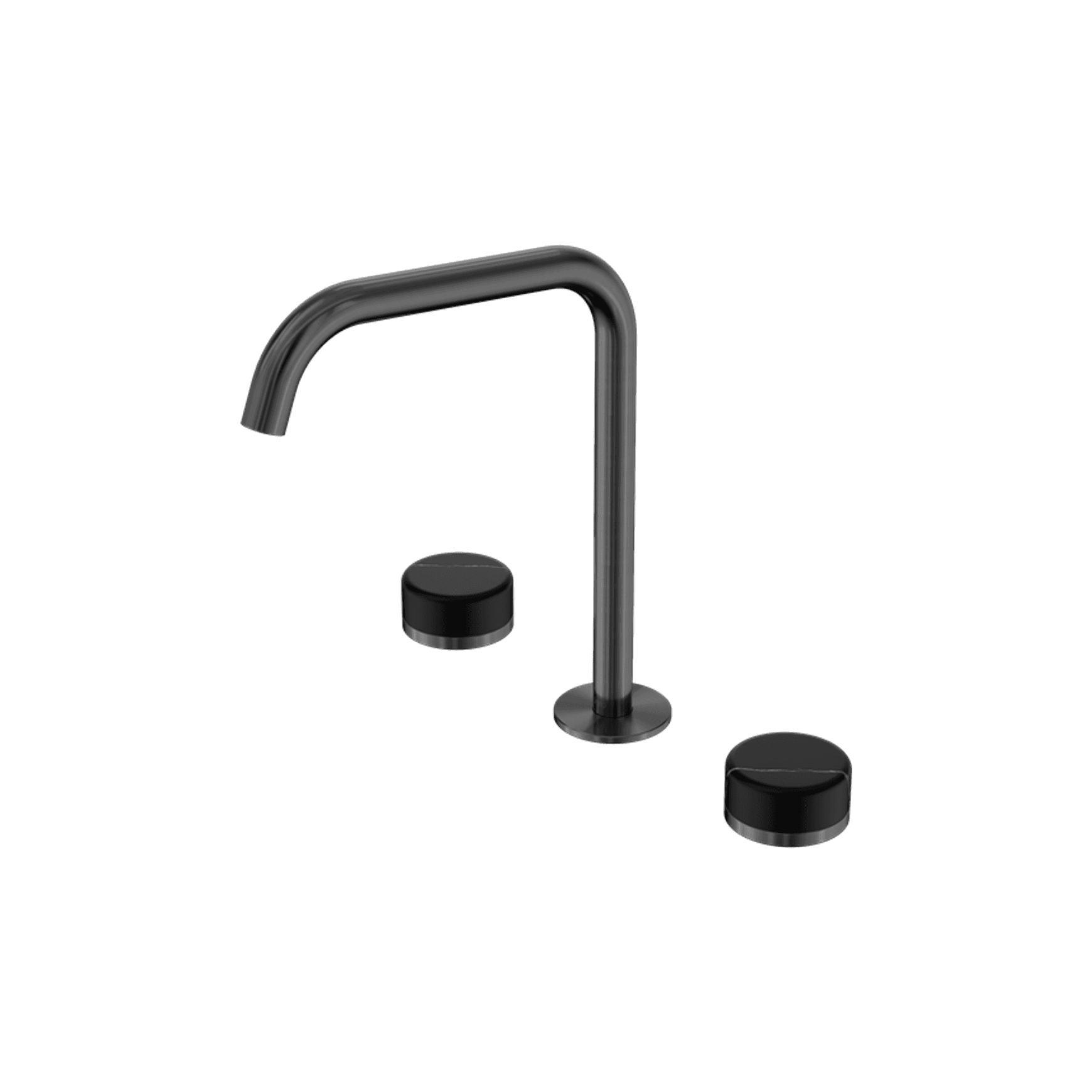 Serenity Bath/Kitchen Set Edge Spout With Marquina Black Handle Gun Metal