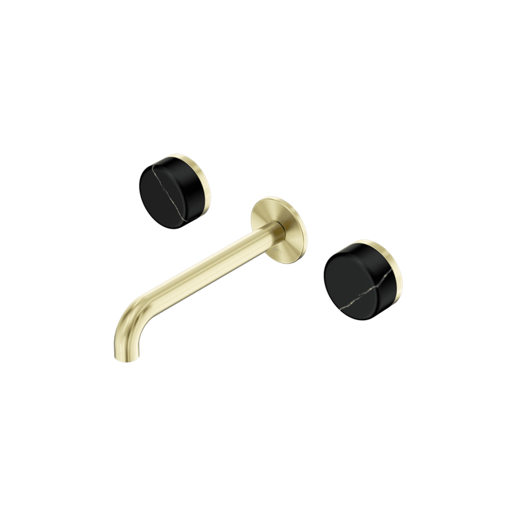 Serenity Wall Basin Set 220mm Spout With Marquina Black Handle Brushed Gold