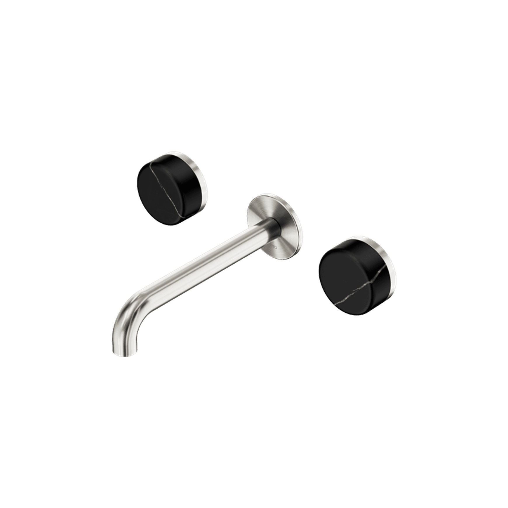 Serenity Wall Basin Set 160mm Spout With Marquina Black Handle Brushed Nickel