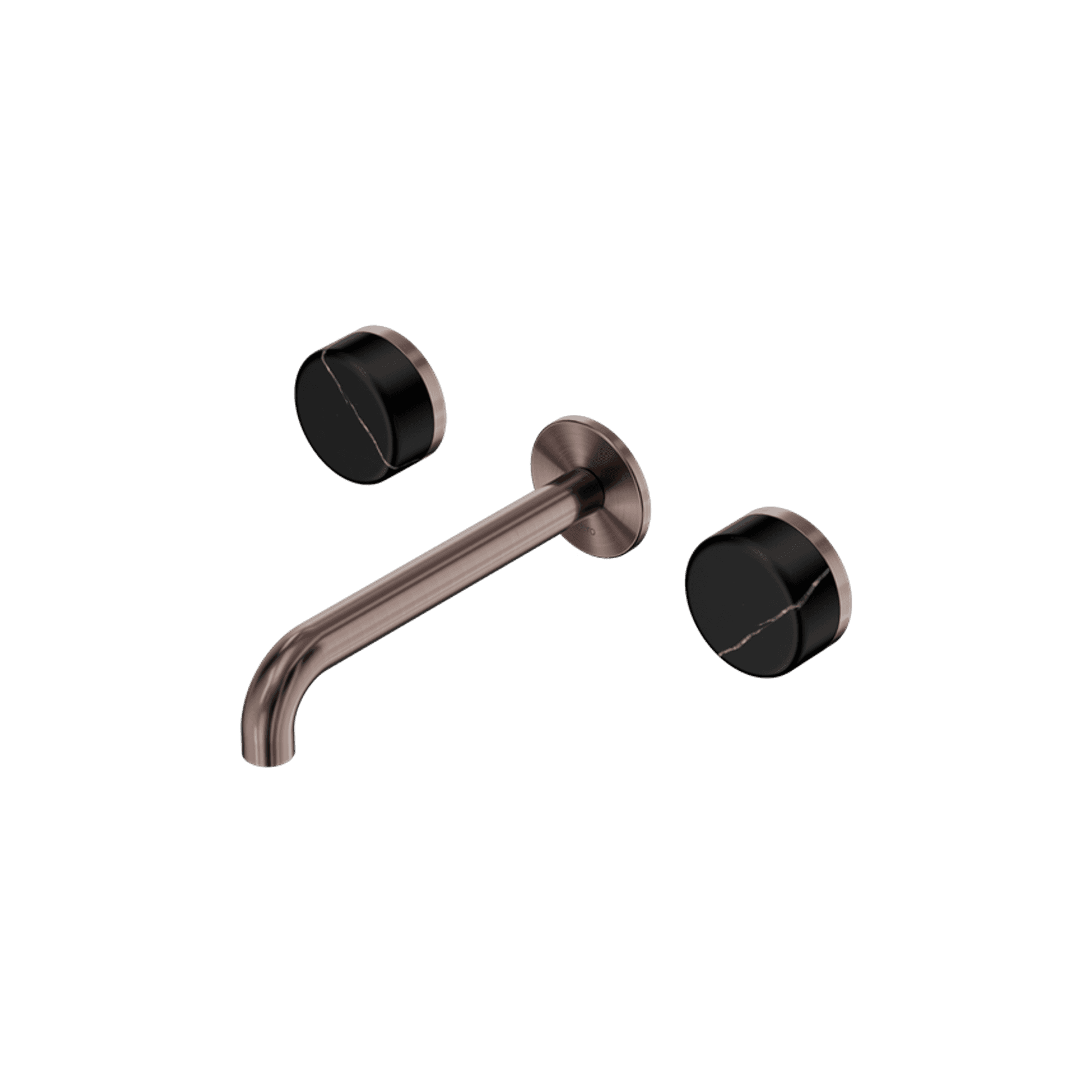 Serenity Wall Basin Set 185mm Spout With Marquina Black Handle Brushed Bronze